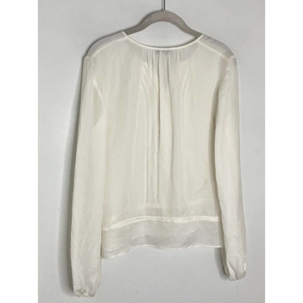 Parker Women Ivory Long Sleeve 100% Silk Button Boho Blouse Top Sz Small O1 - Picture 6 of 8